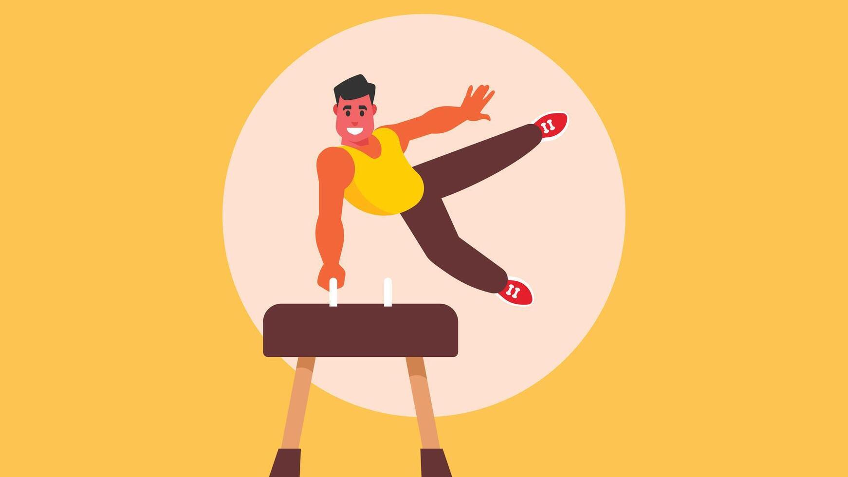 Olymbics athlete exercises on gymnastics poses illustration vector