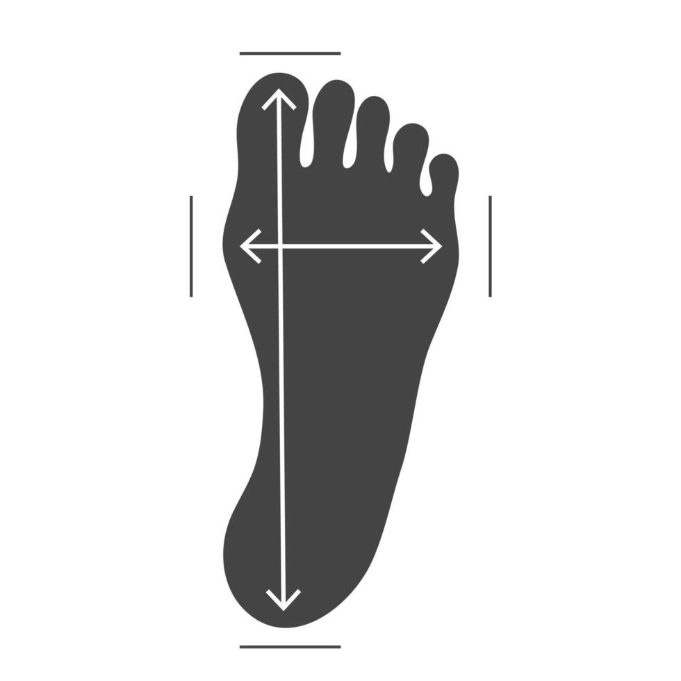 Foot size. Measuring the distance between the marks. Dimensions and measurements of human feet vector