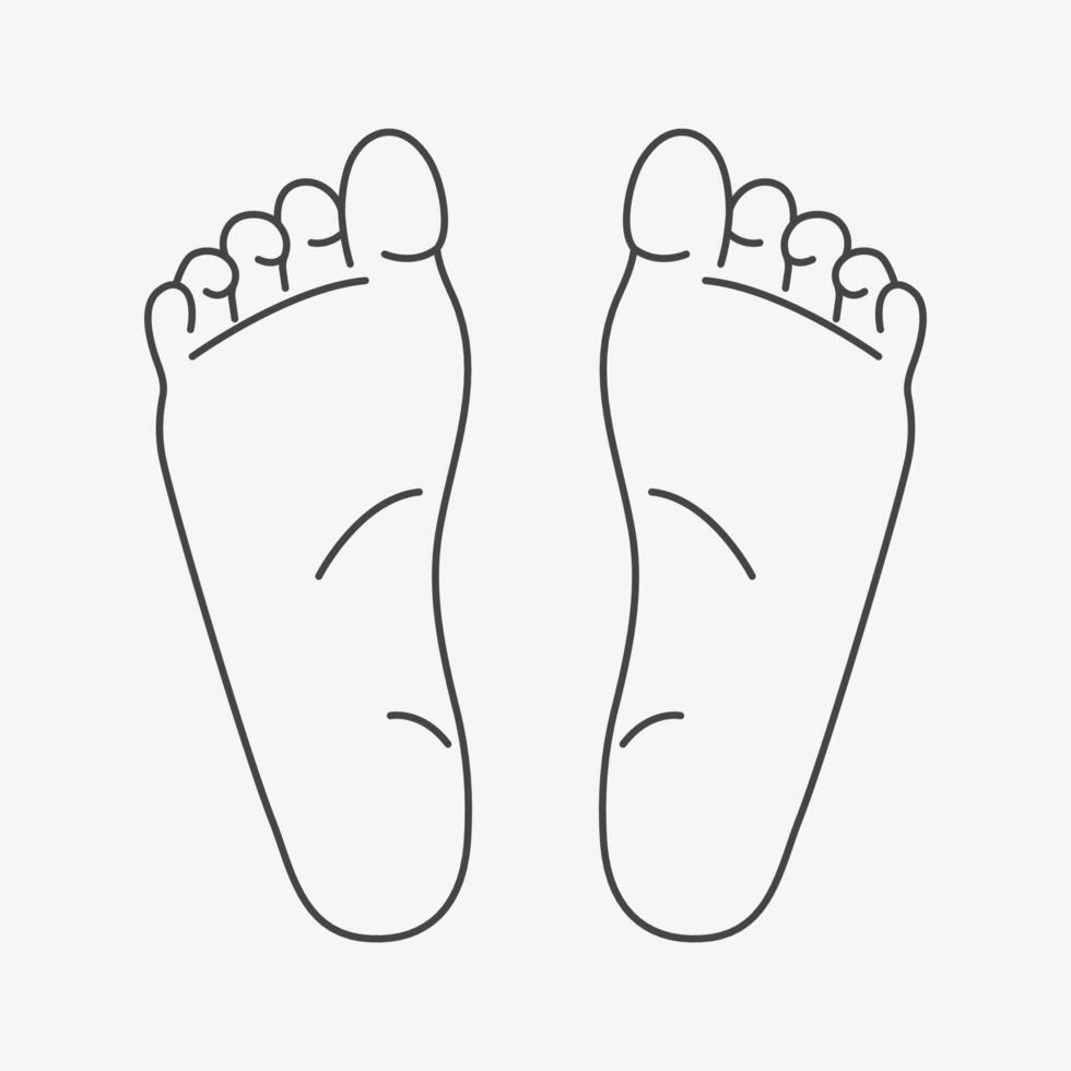 Human feet line icon. Barefoot sole. Man imprint. illustration vector