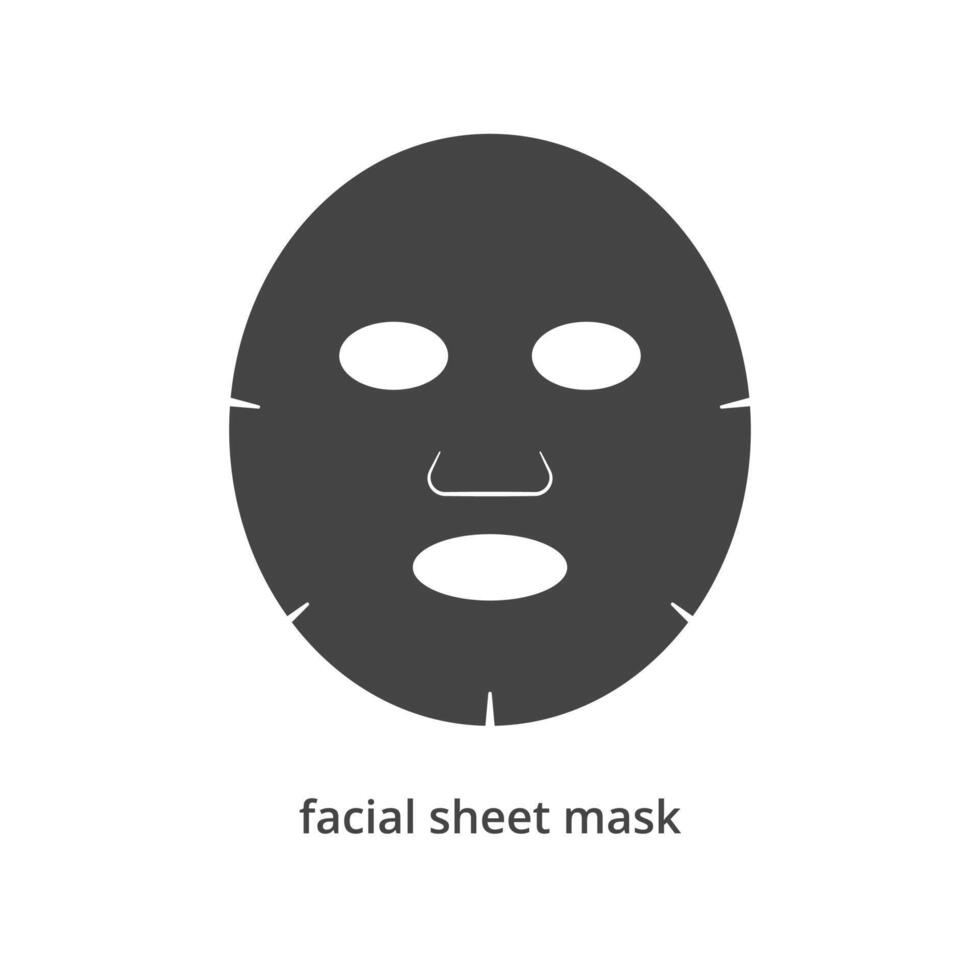 Facial sheet mask black icon. Cosmetic product for face. illustration vector