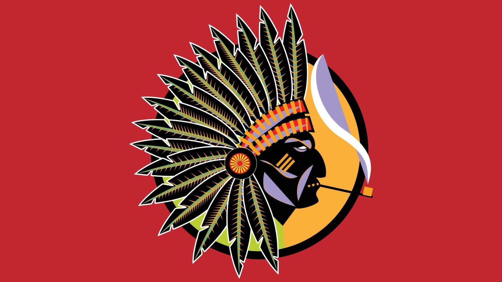 native american indian chief logo abstract illustration vector