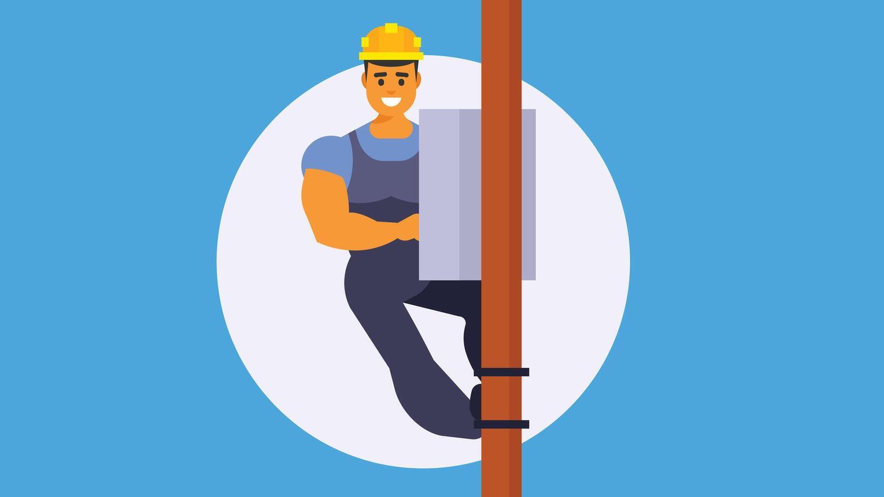 electric technician fixing electricity outage in a tower vector