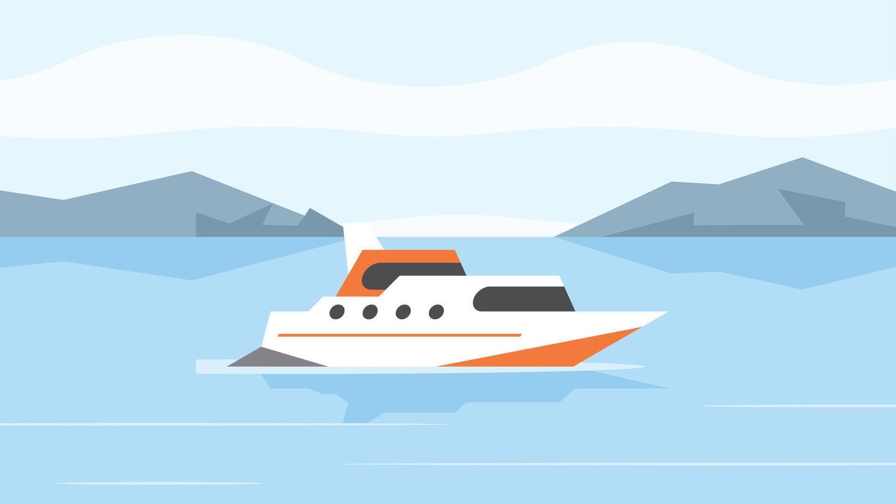 modern Yacht cruising in the ocean around the world illustration vector