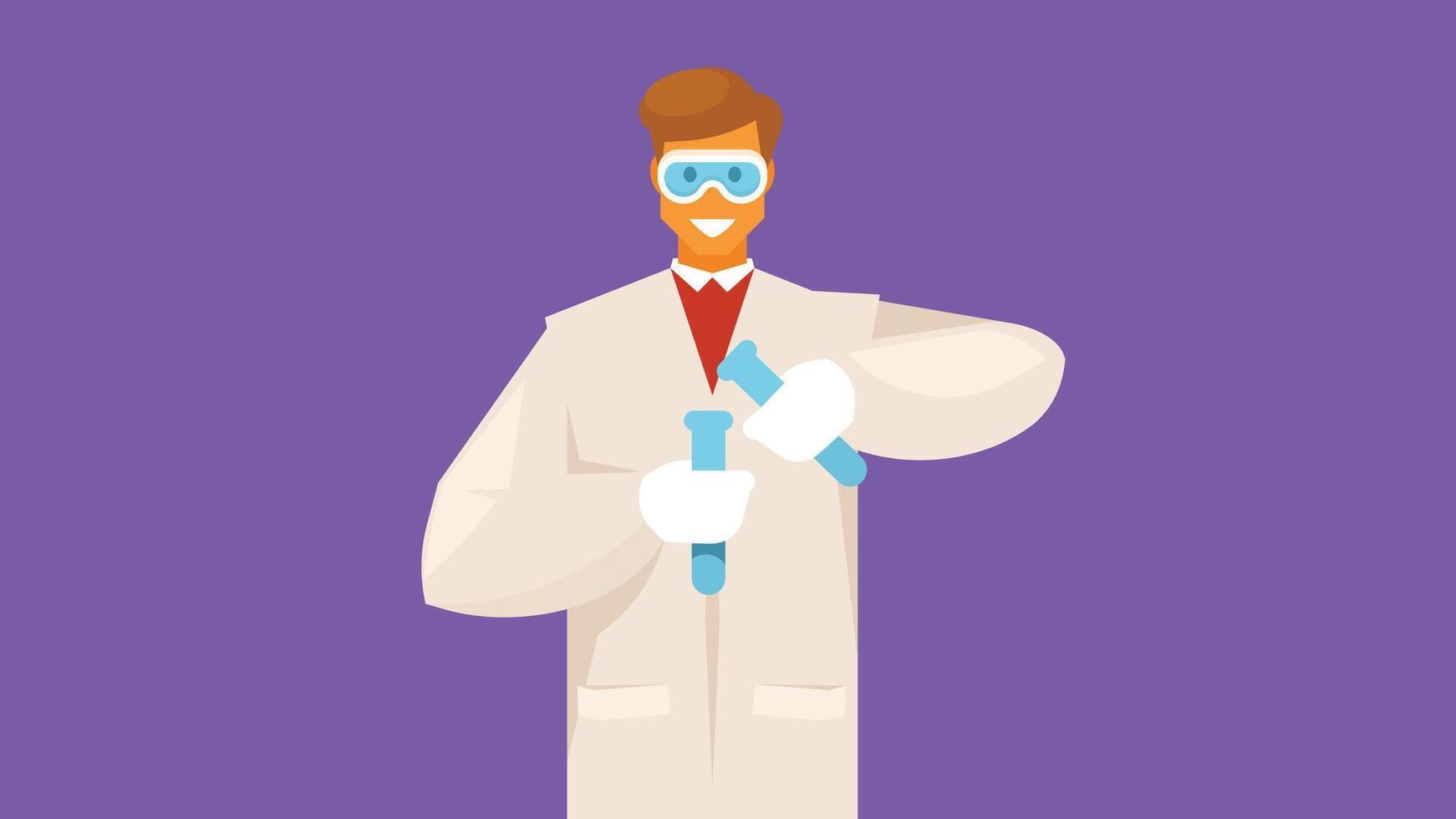 lab researcher is doing experminets on liquid medicine in the lab illustration vector