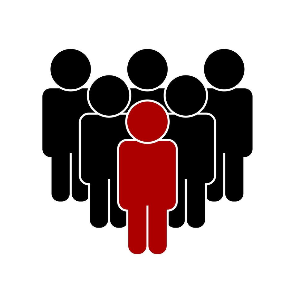 Group of men with leader. icon vector