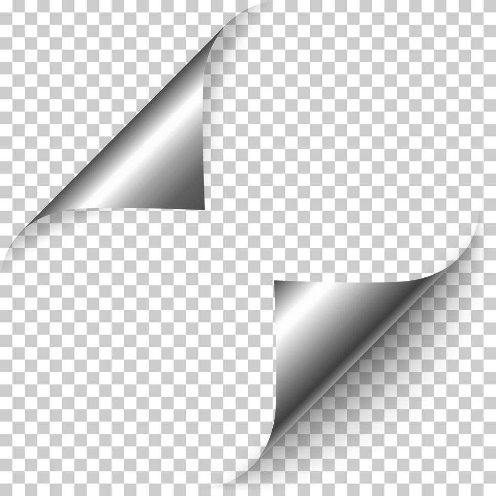 realistic silver foil paper corners set vector
