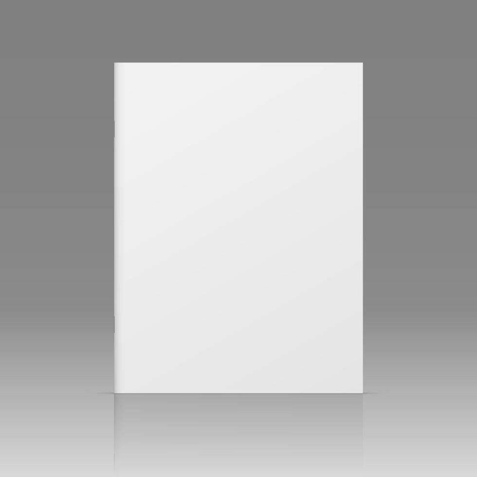 realistic standing 3d magazine mockup with white blank cover isolated. vector