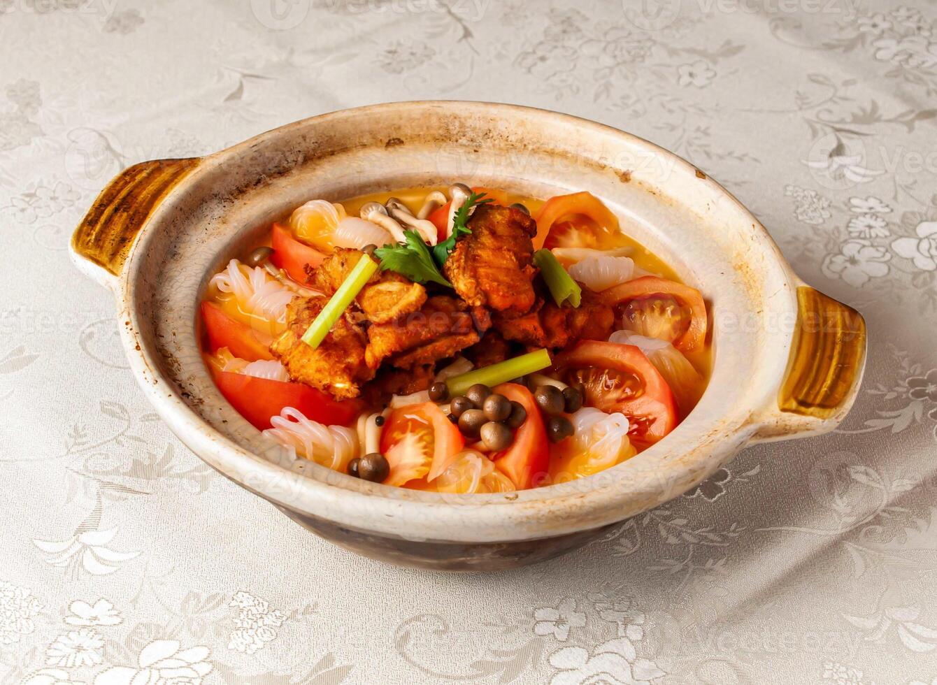 Huai Yang Yu Liquid Soaked Dragon Grouper Belly served dish isolated on background top view of hong kong chinese food photo