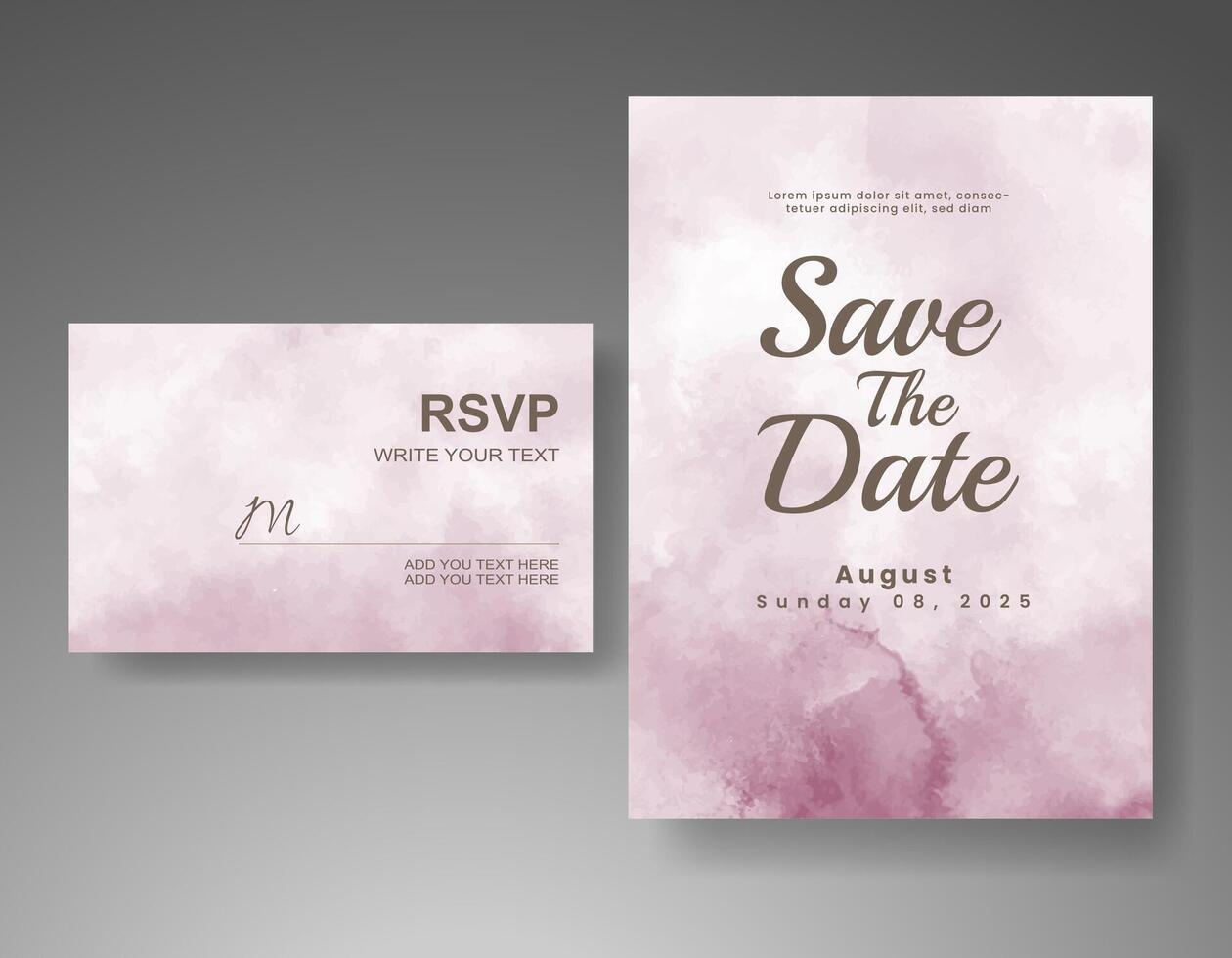 Wedding invitation with abstract watercolor background vector