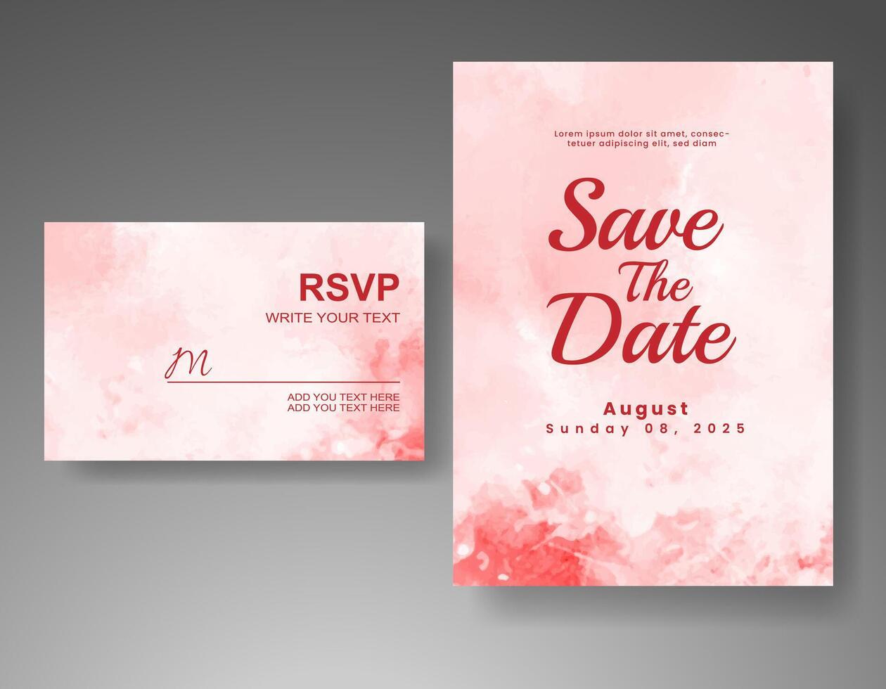 Wedding invitation with abstract watercolor background vector