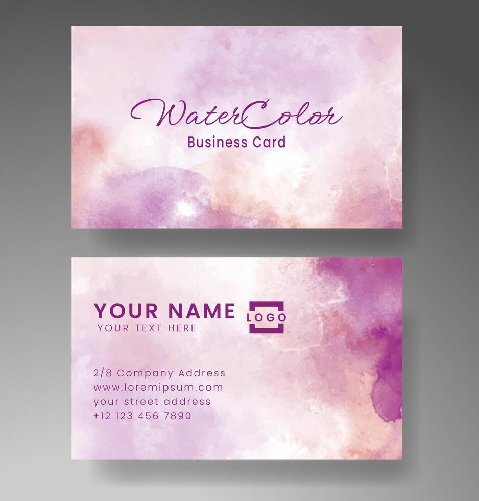 Beautiful business card template with watercolor vector