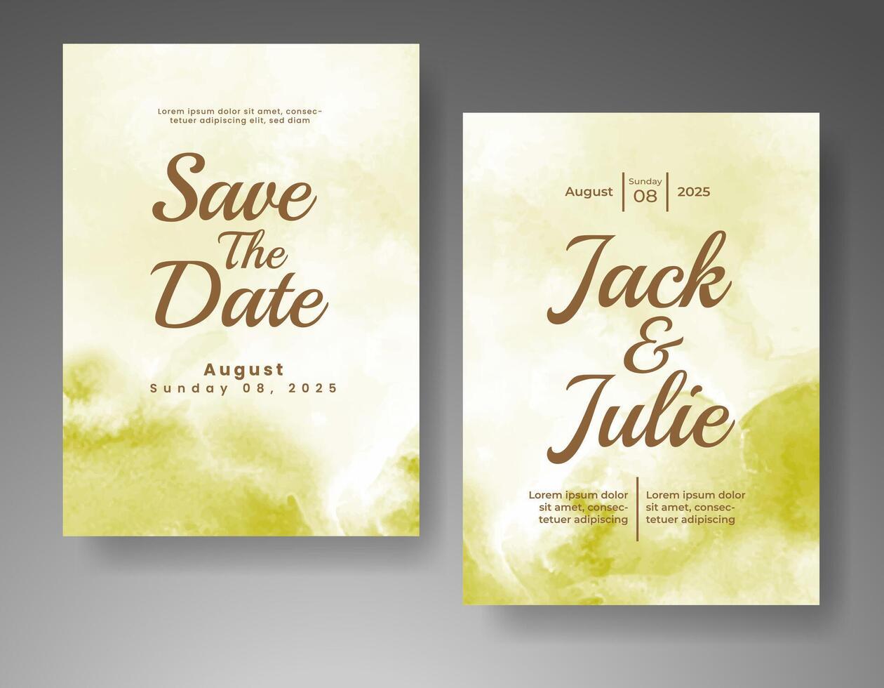 Wedding invitation with abstract watercolor background vector