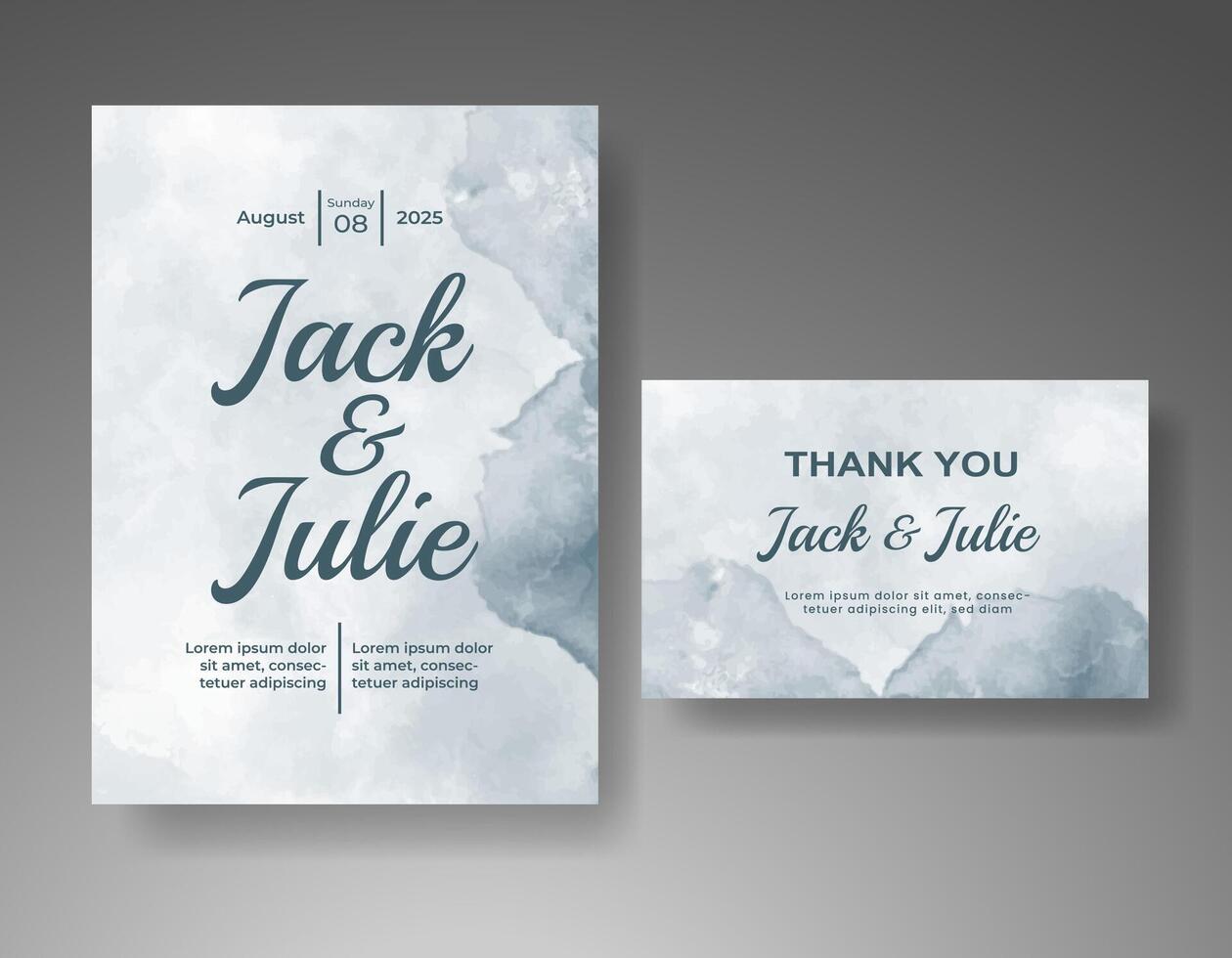 Wedding invitation with abstract watercolor background vector