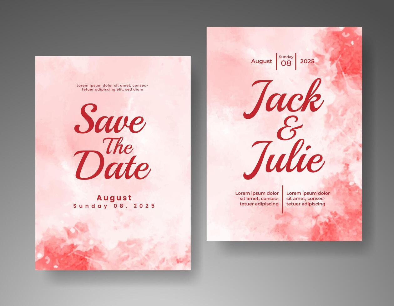 Wedding invitation with abstract watercolor background vector