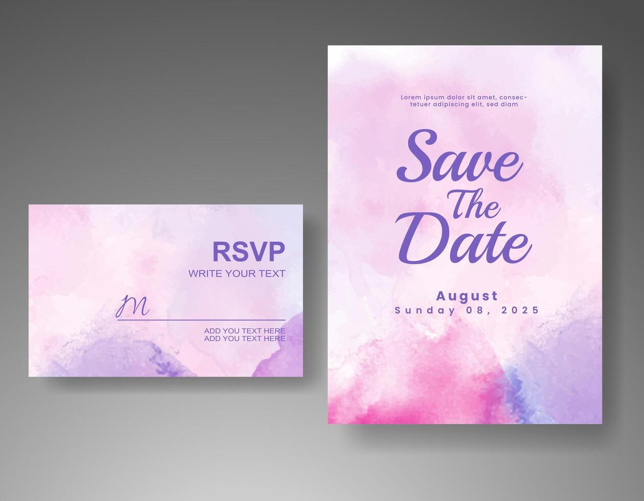 Wedding invitation with abstract watercolor background vector