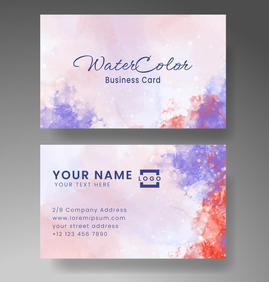 Beautiful business card template with watercolor vector