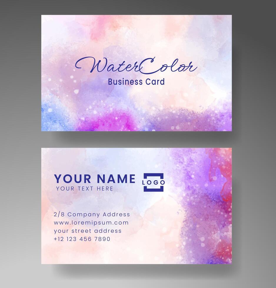 Beautiful business card template with watercolor vector