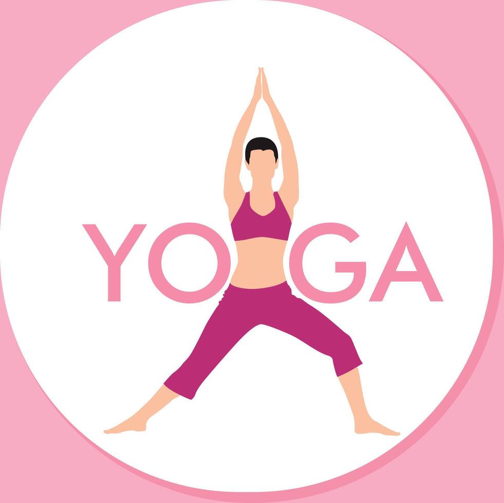 un mujer es haciendo yoga en internacional yoga día vector