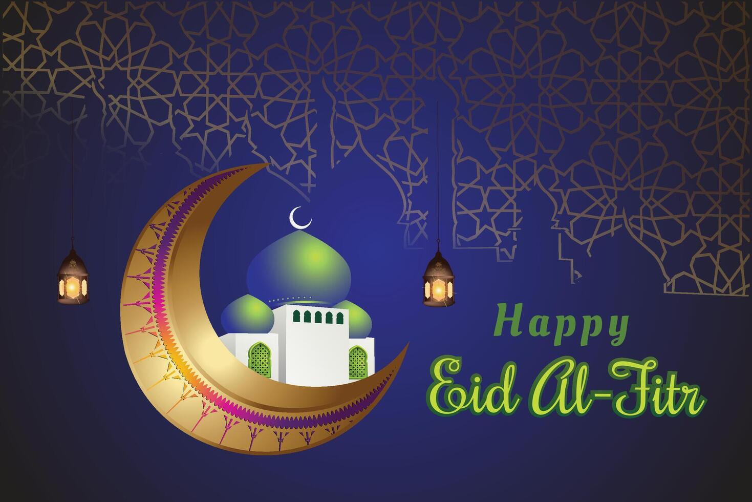 eid Mubarak festival dorado lamparas antecedentes vector