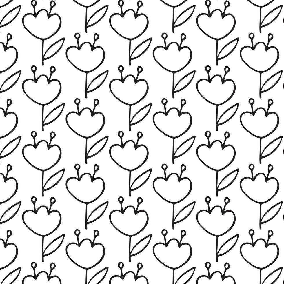 Seamless pattern with flower in doodle style. Creative handmade background. vector