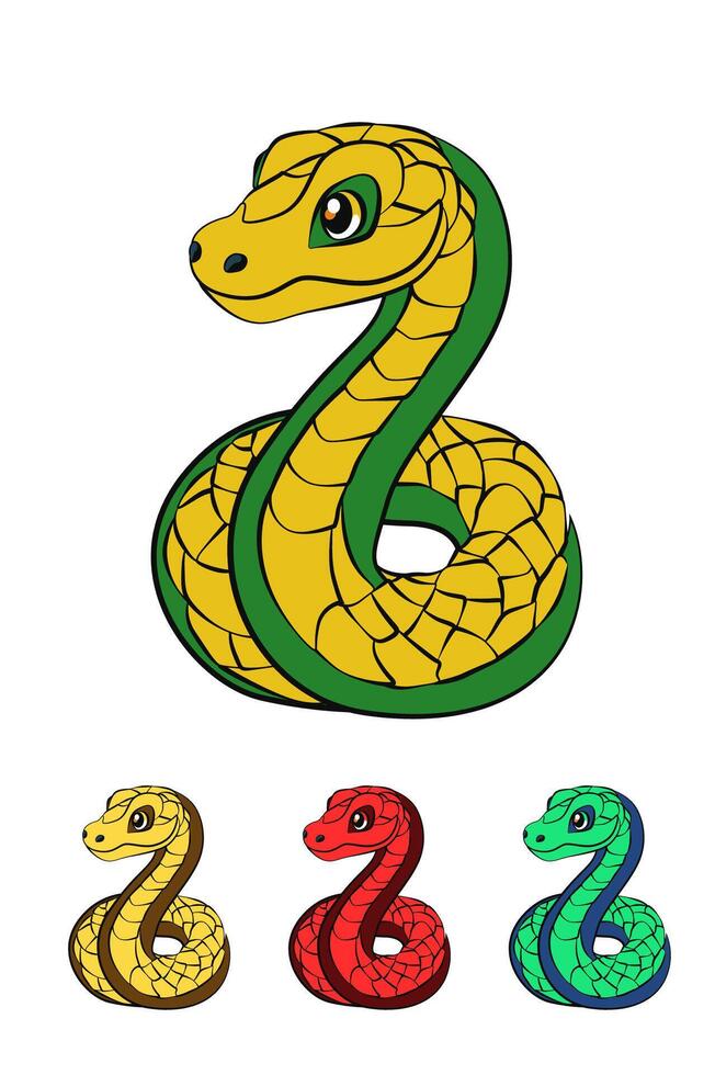Different Colors Of Snake Illustration. vector