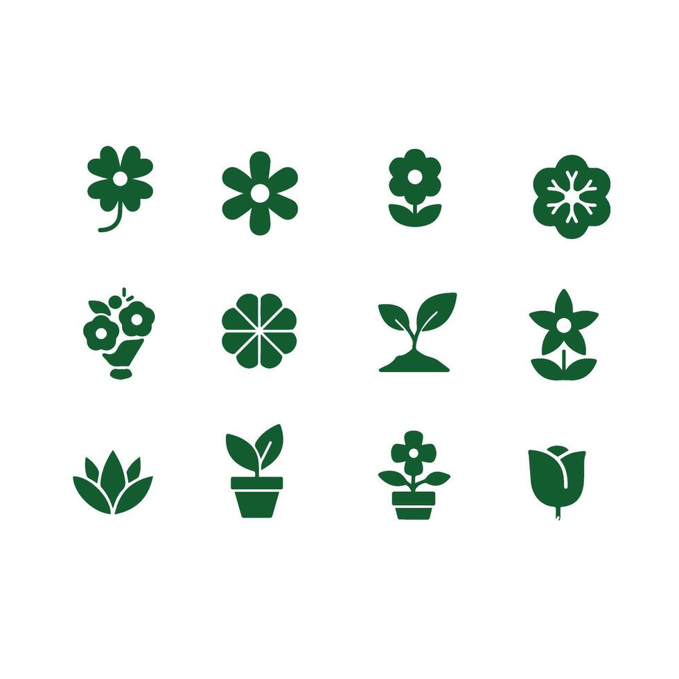 flowers icons set , flowe vector