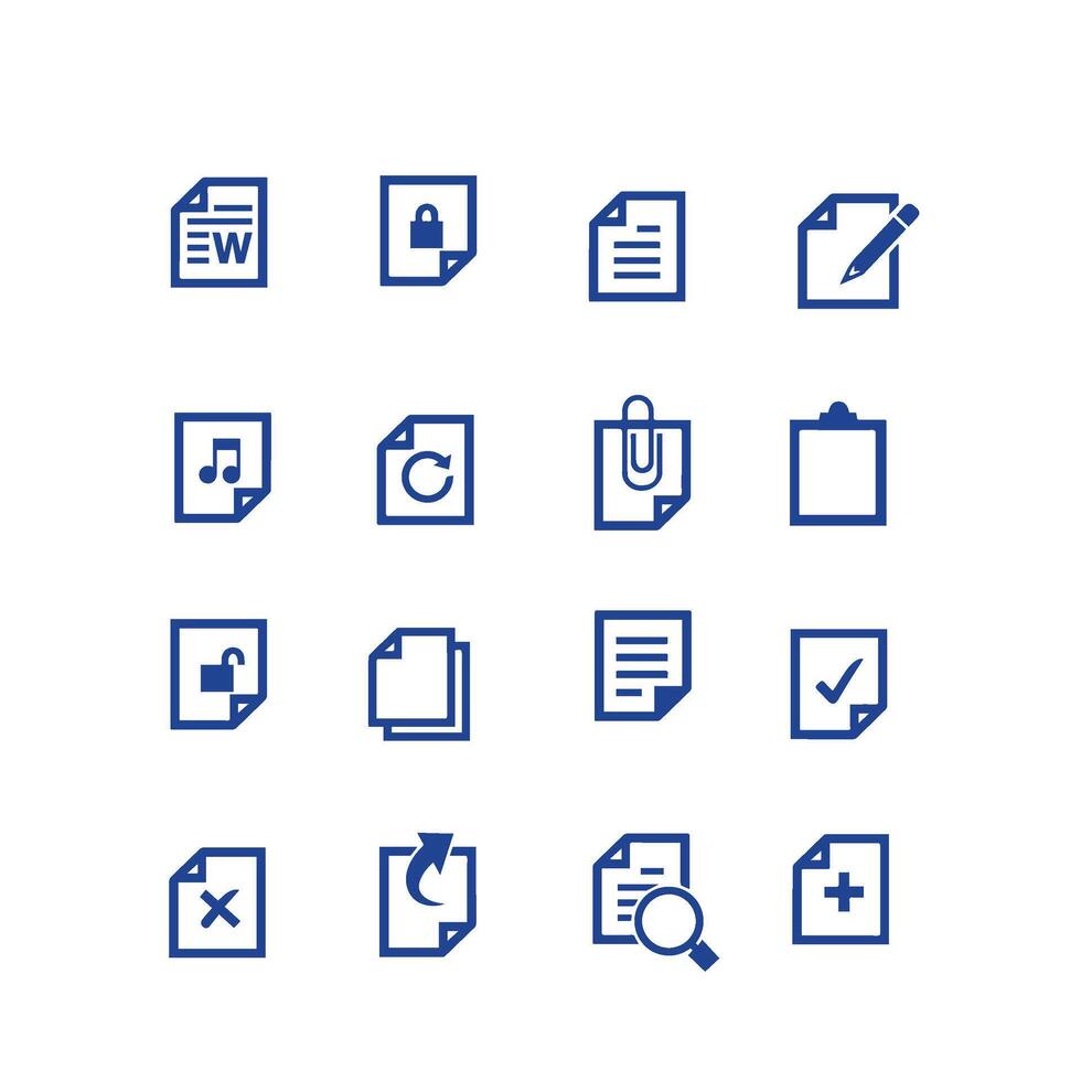 set of document paper icon vector