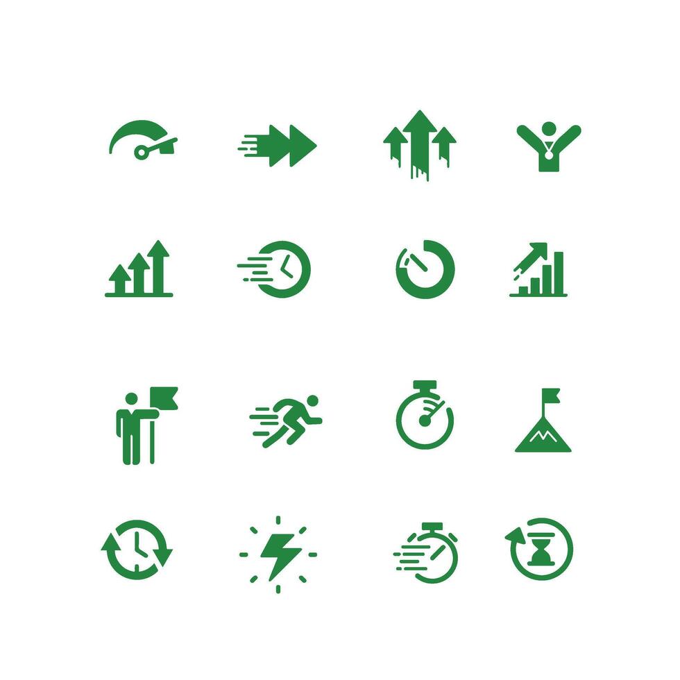 performance and success icons set vector