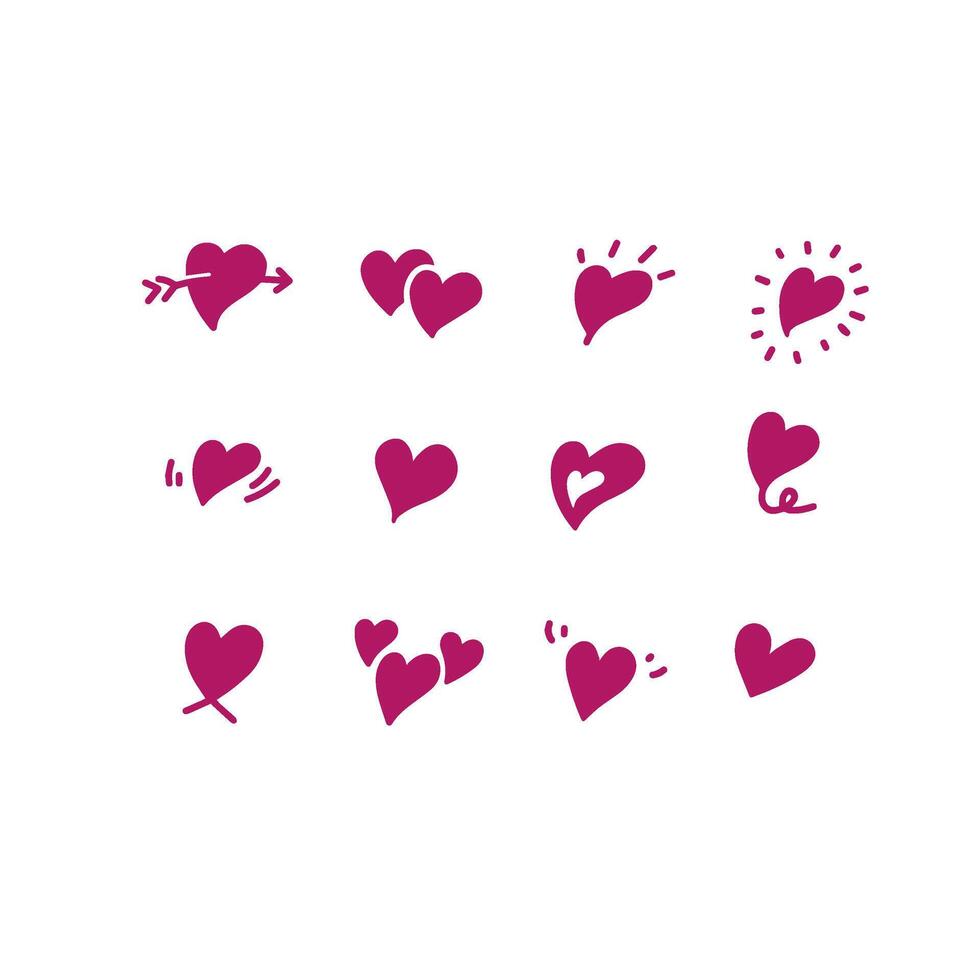 hand drawn hearts set, love vector