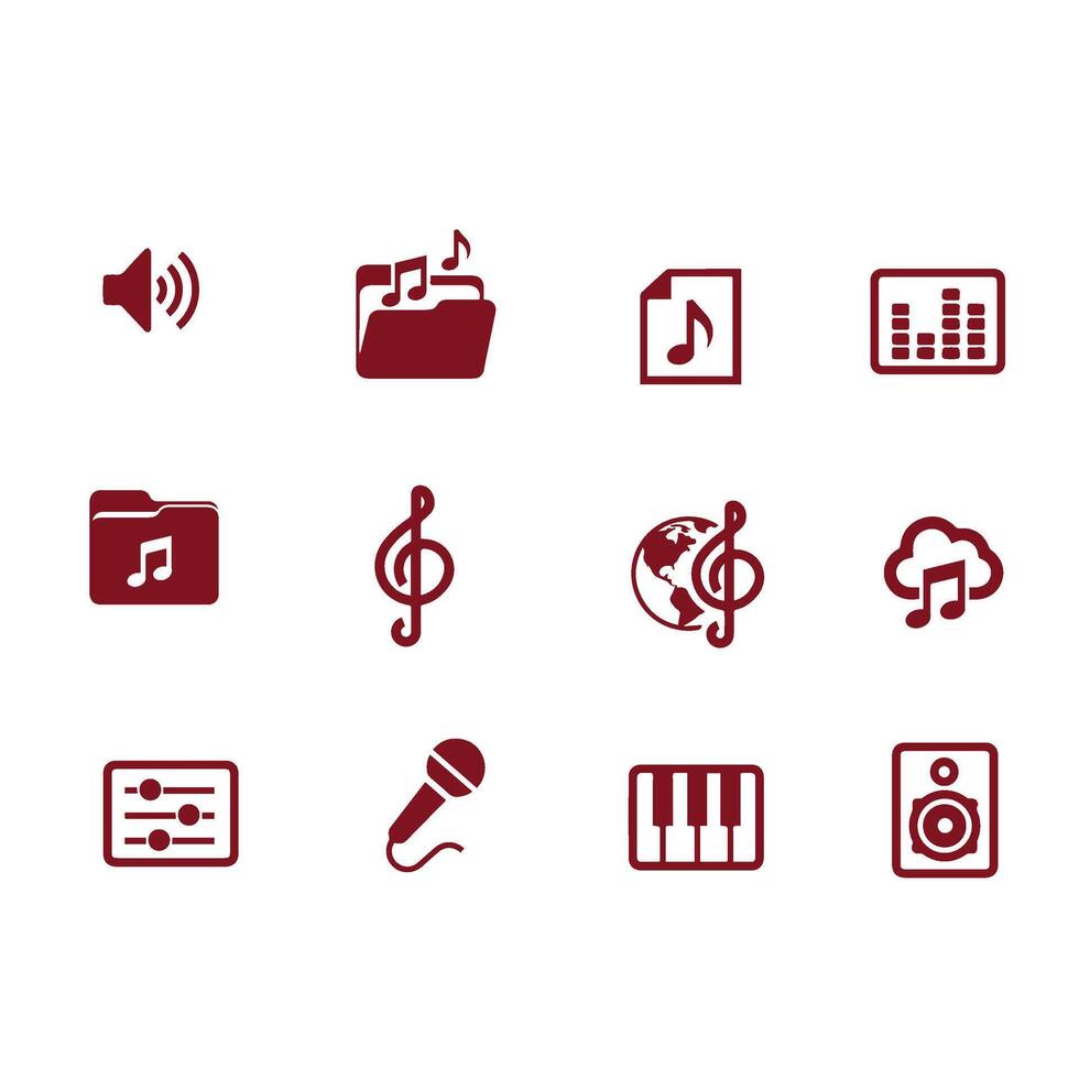 music multimedia icon set vector