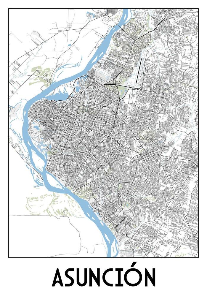 asunción paraguay mapa póster Arte vector