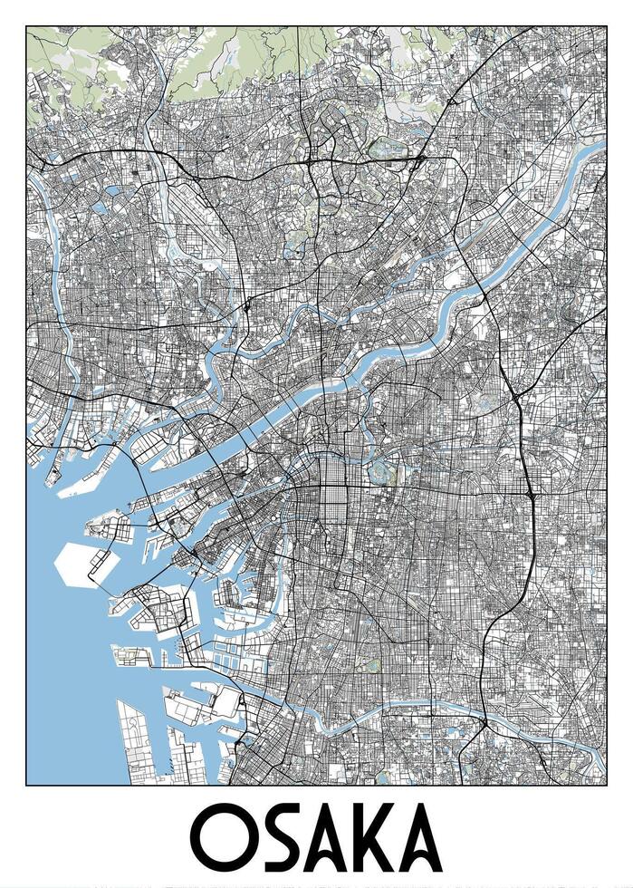 osaka, Japón mapa póster Arte vector