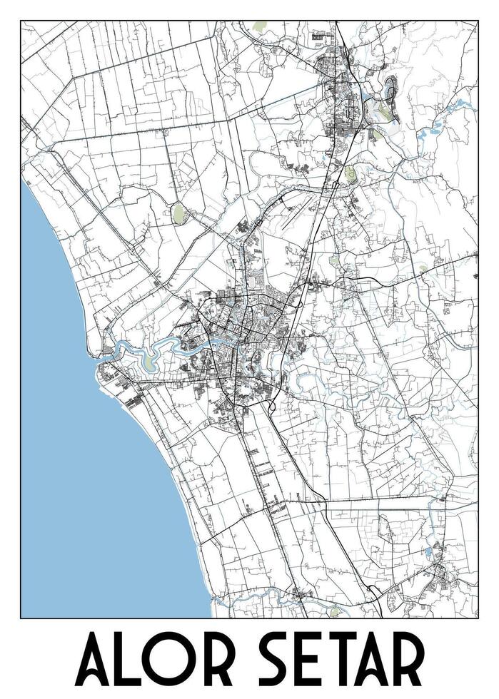 alor setar, kedá, Malasia, mapa póster Arte vector