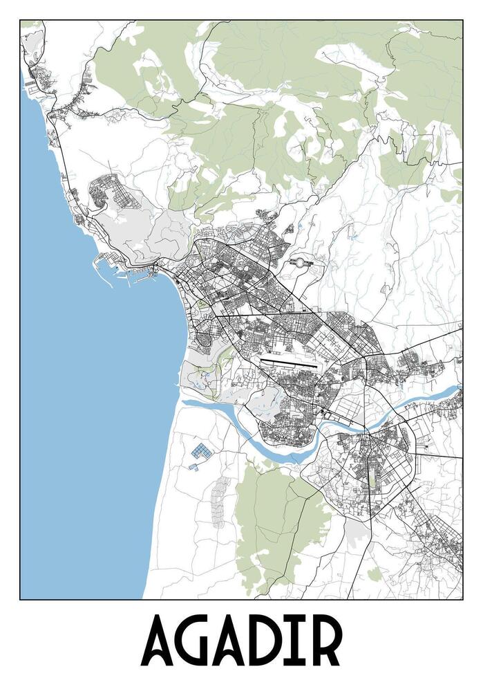 Agadir Morocco map poster art vector