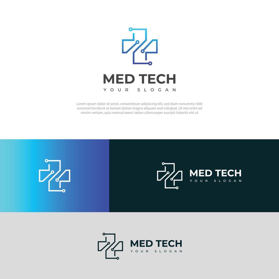 creativo medicina tecnología logo diseño modelo icono. vector