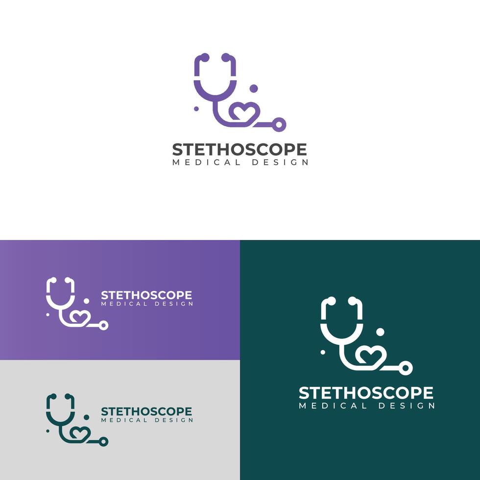 Creative stethoscope medical logo Health checkup tool. vector