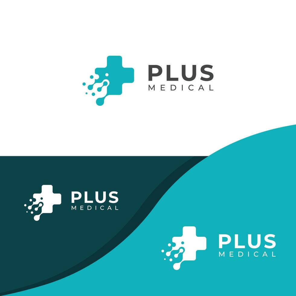 Creative Cross plus medical logo design template. vector