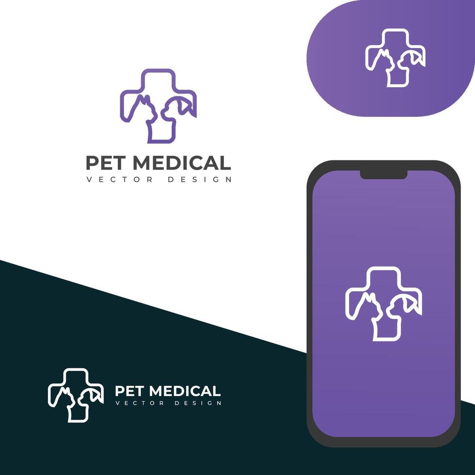 Creative pet medical care logo design. vector