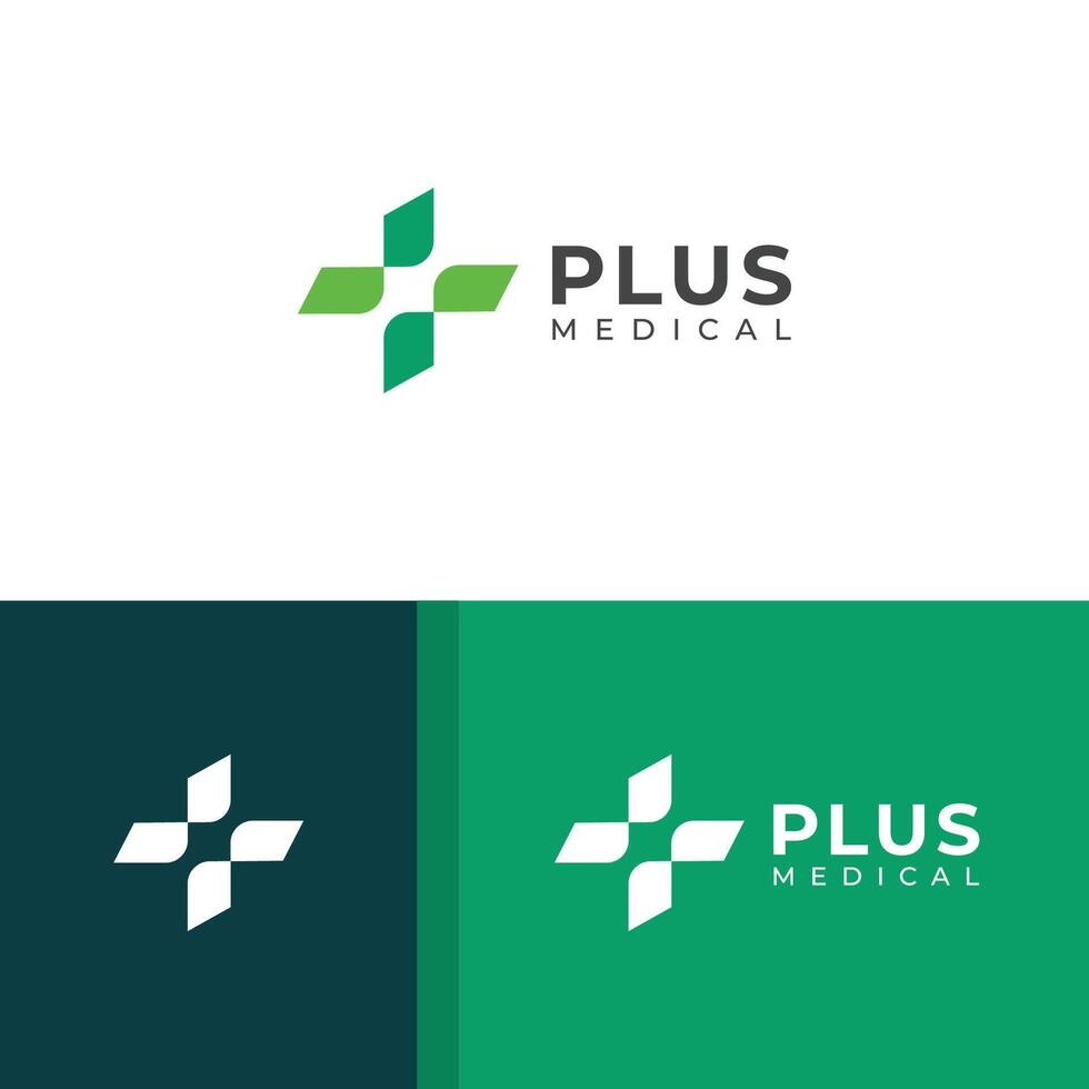 Creative Cross plus medical logo design template. vector