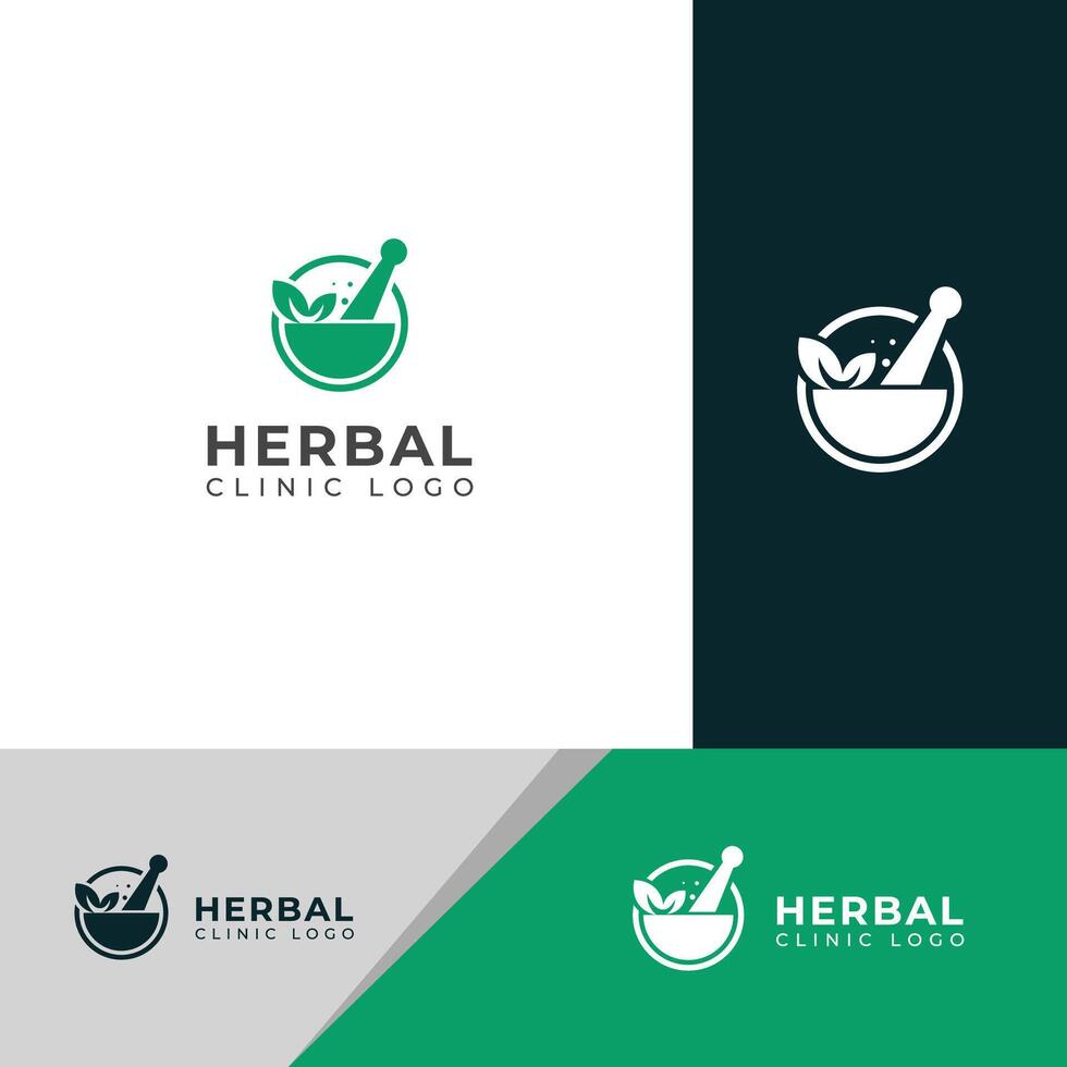 creativo natural herbario clínica logo diseño modelo. vector