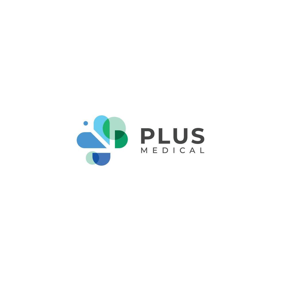 Creative Cross plus medical logo design template. vector