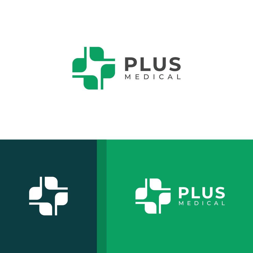 Creative Cross plus medical logo design template. vector