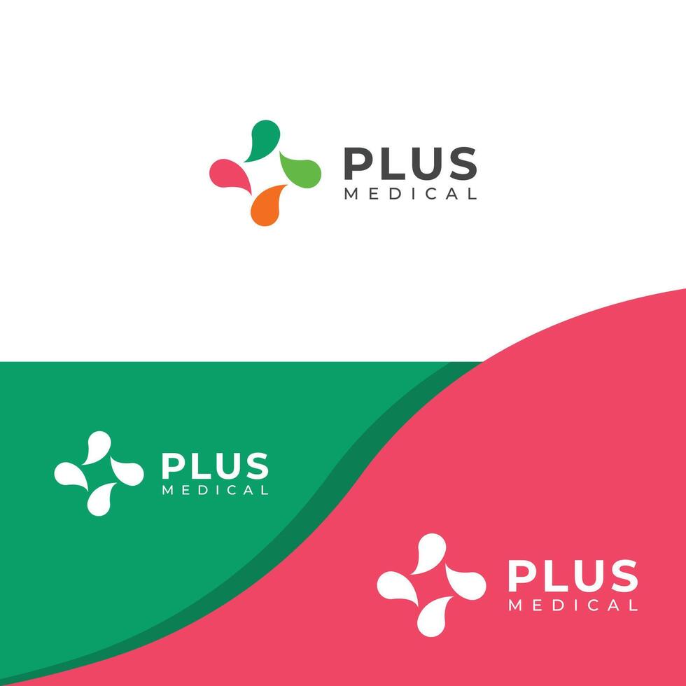 Creative Cross plus medical logo design template. vector