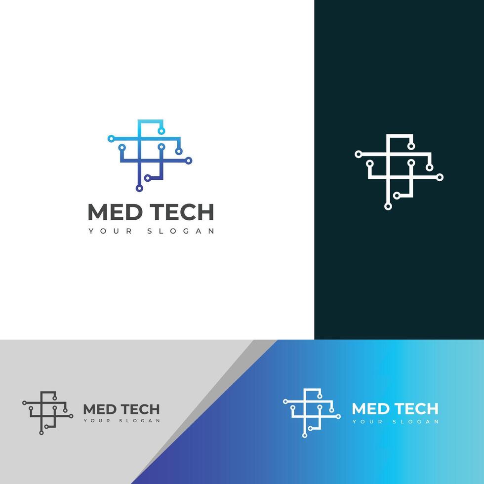 Creative Med Tech Logo Design Template icon. vector