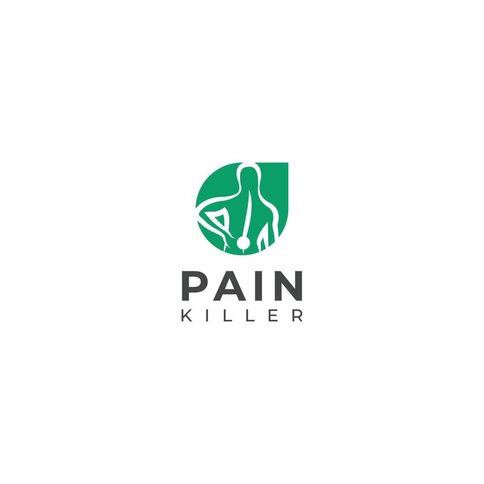 Creative Back pain, Pain killer treatment logo design. vector