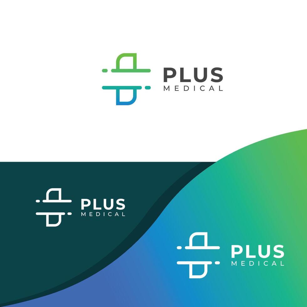 Creative Cross plus medical logo design template. vector