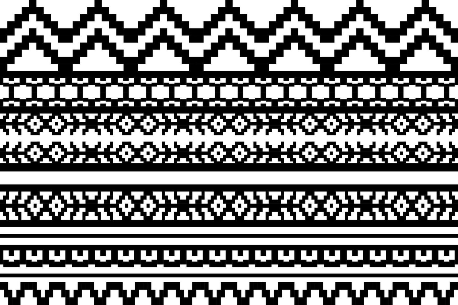 Floral pattern, border, traditional style, pixel art design vector