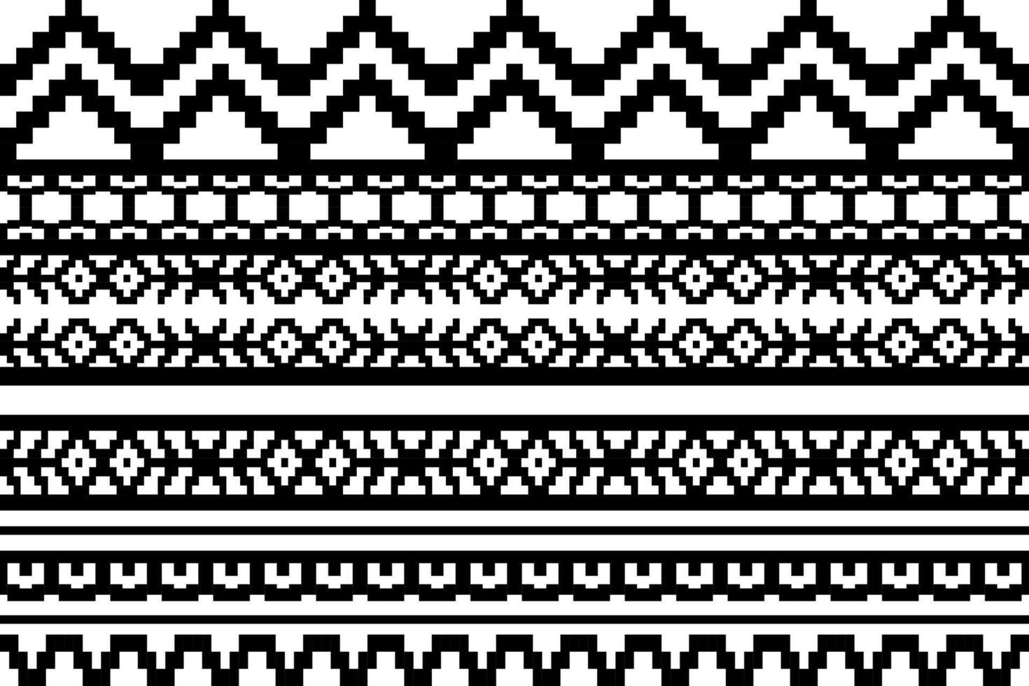 Floral pattern, border, traditional style, pixel art design vector