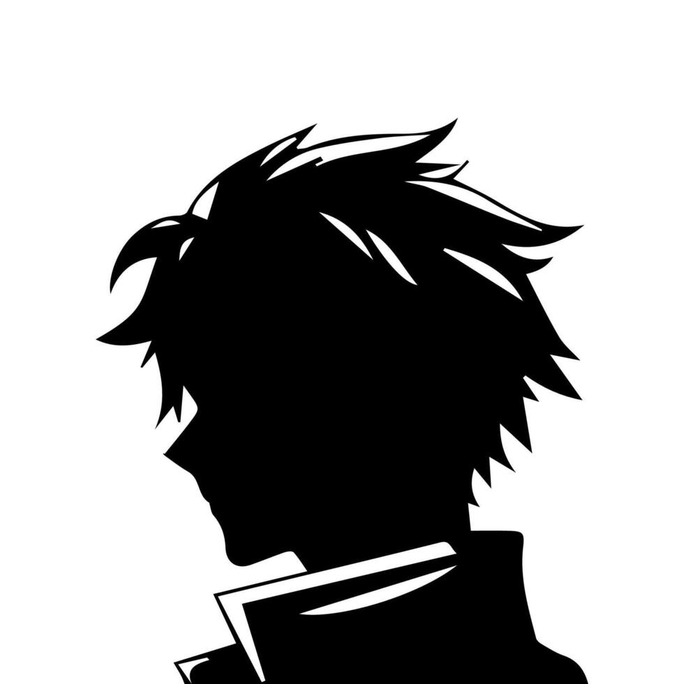 Man silhouette profile picture anime style vector