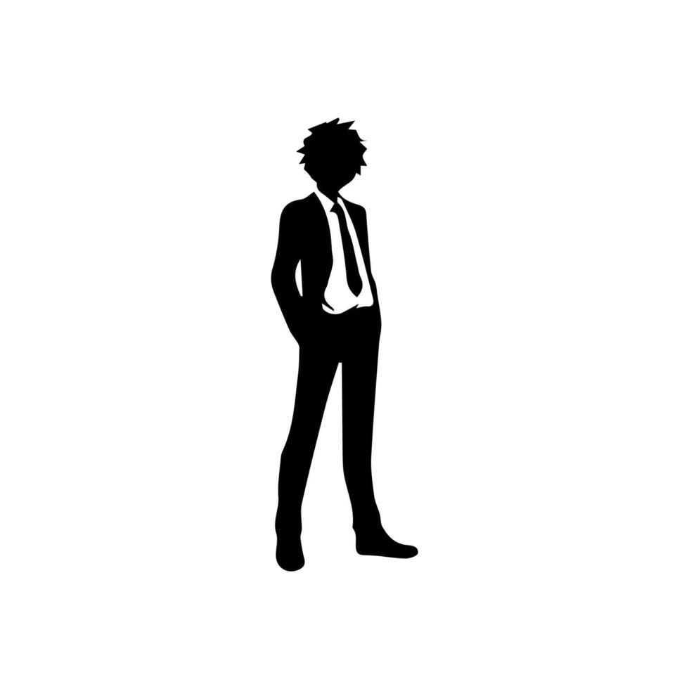 Man silhouette profile picture anime style vector